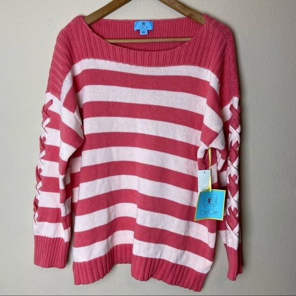 CeCe Stripe Boat Neck Sweater - Picture 2 of 6